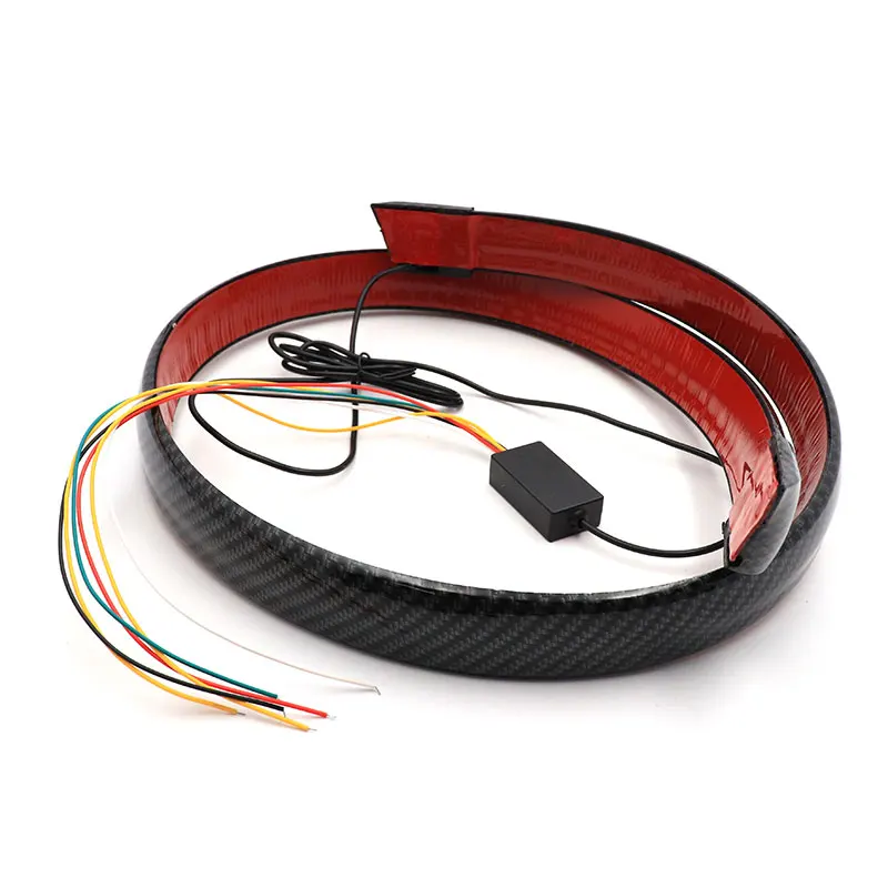 Car Carbon Rear Spoiler Sticker Led Strip Brake Light Turn Signal Lamp Flowing Waterproof Rear Tail Lights Car Rear Spoiler 12V