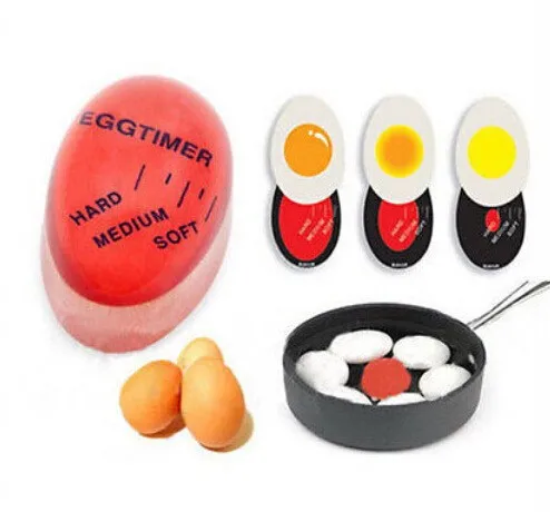 Temporizador de huevos de cocina, utensilio electrónico que cambia de Color, utensilio rojo duro y suave, de resina ecológica, 1 unidad