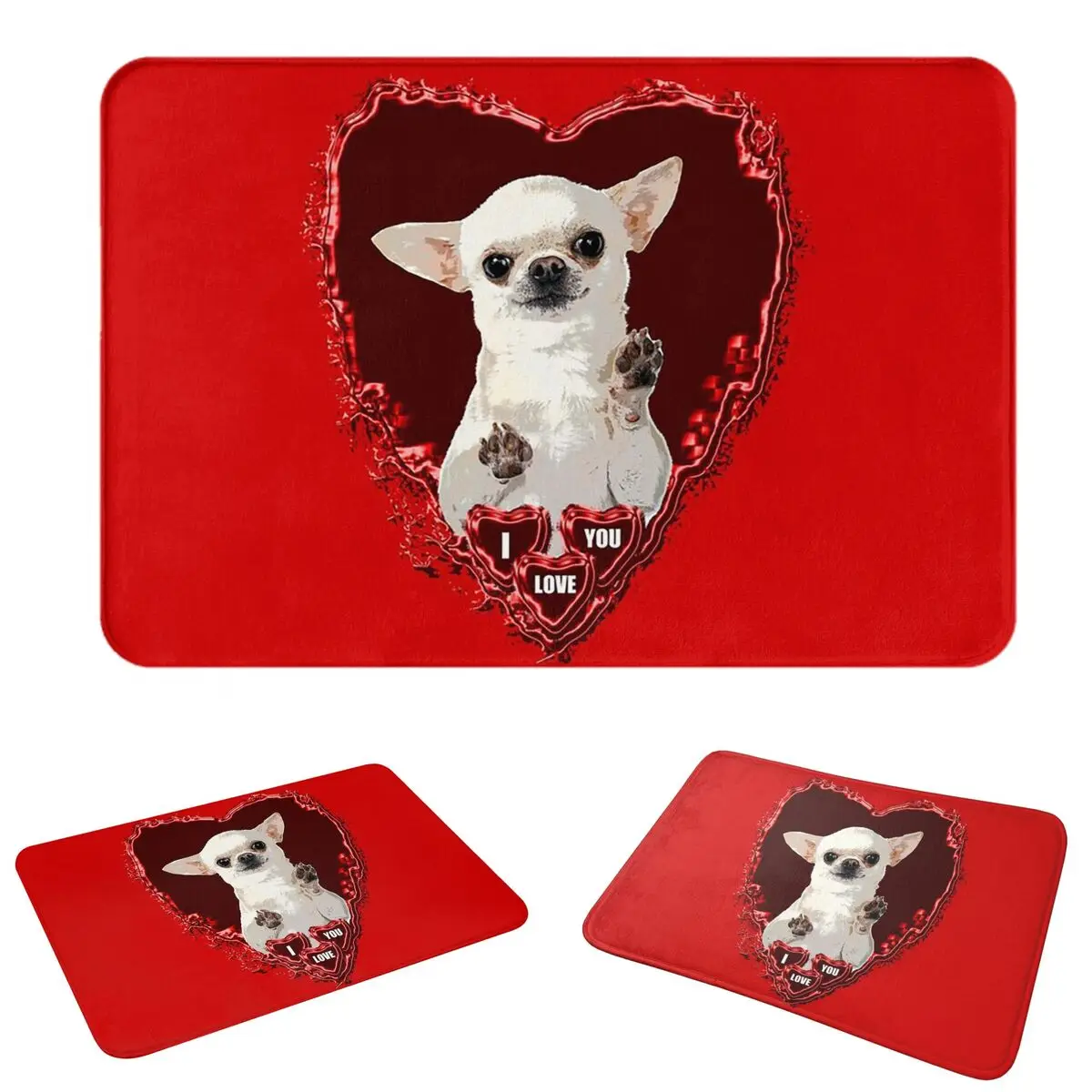 Chihuahua Dog Valentine's Day Anti-slip Doormat Floor Mat Antiwear Carpet Rug for Kitchen Entrance Home Living room Footpad Mats