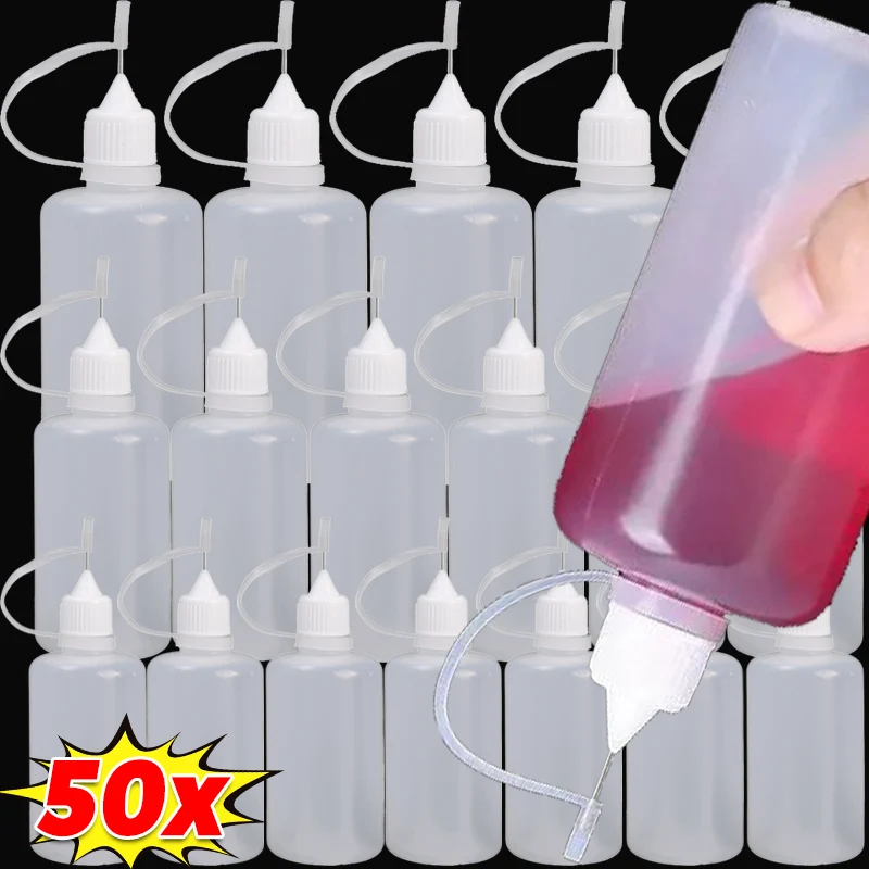 10/30/50 ml Nadelspitze Kleber Flasche Applikator Kunststoff Tropfflaschen für Malerei Pigment Tinte Flüssigkeiten Behälter DIY Handwerk Werkzeuge