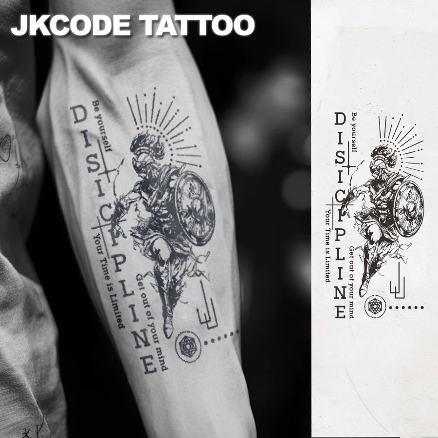 Waterproof Semi-permanent Tattoos,Roman Warrior, Sparta Temporary Tattoos,Hands, Necks Design,Lasts 1-2 Weeks,Tattoos For Man