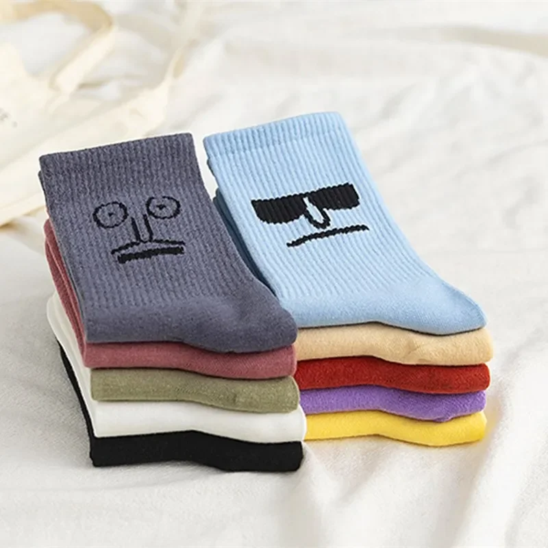 1 or 5 Pairs Korea Funky Harajuku Women Socks Candy Colors Casual Funny Socks Girl Kawaii Cute Socks Surprise Mid Crew Socks