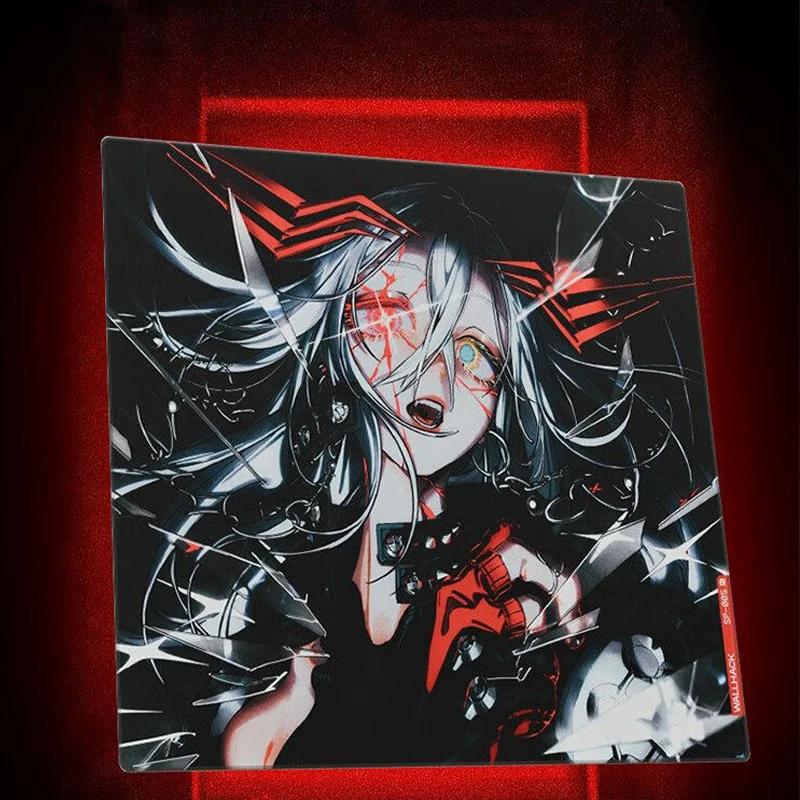 For W-Wallhack SP005 Glass Mouse Pad Cool Anime Hunter Frosted Surface Desktop Mat Tempered FPS Custom Office Gaming Mousepad