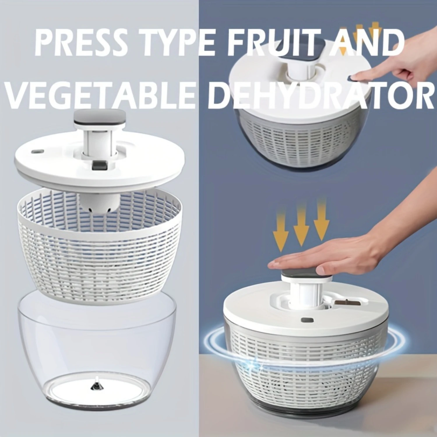 

1pc, Vegetables Dryer, Salad Spinner, Fruits Basket, Vegetables Washer Dryer, Fruit Drainer, Lettuce Spinner, Drain Basket, Cola