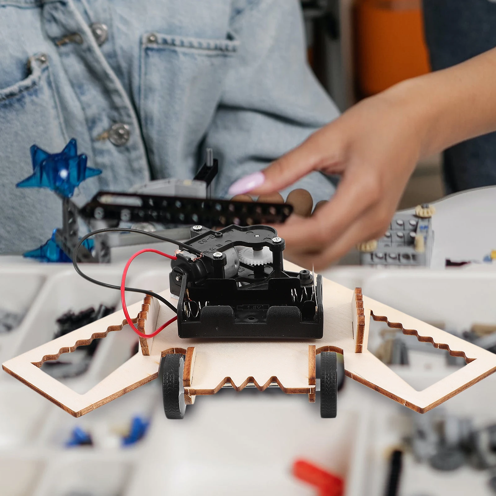 

Robot Assembly Obstacle Avoidance Model DIY STEM Toy Avoiding Car Miniature Kit Wood Lab Experiments Science for Kids Pupils