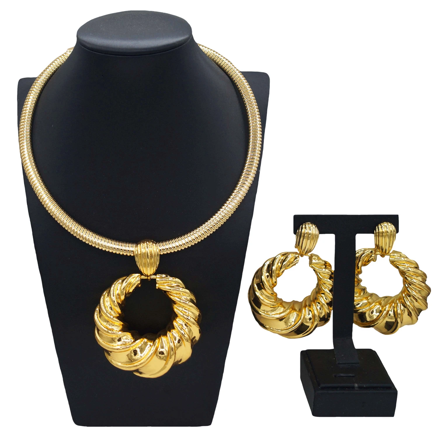 

Yulaili new fashion women's jewelry two-piece set of Nigerian style casual necklace earrings factory direct sales exquisite gift