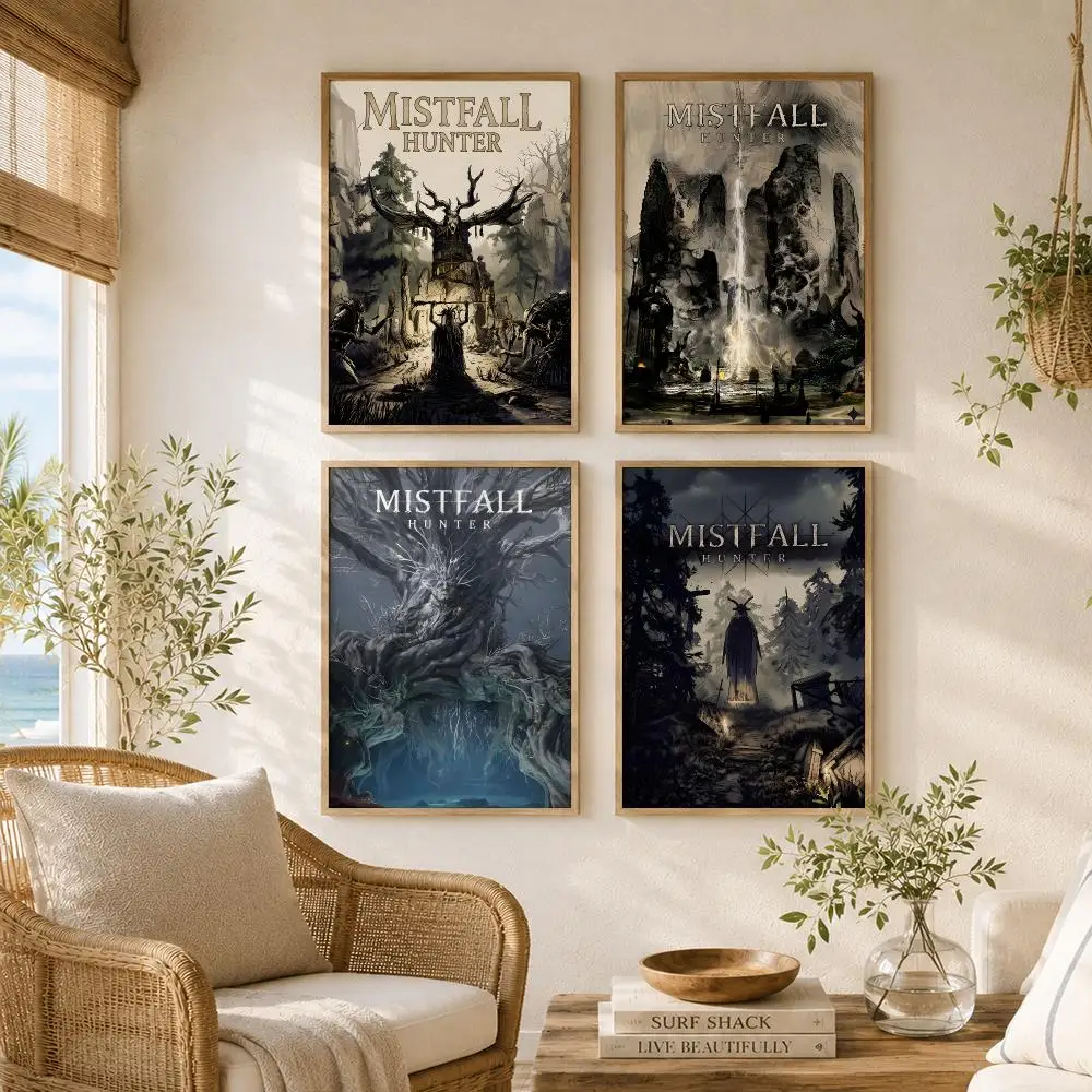 Video Game M-Mistfall Hunter Painting Calligraphy High-Quality Canvas Wall Mural Crease-Free For Living Room Bedroom Interiors