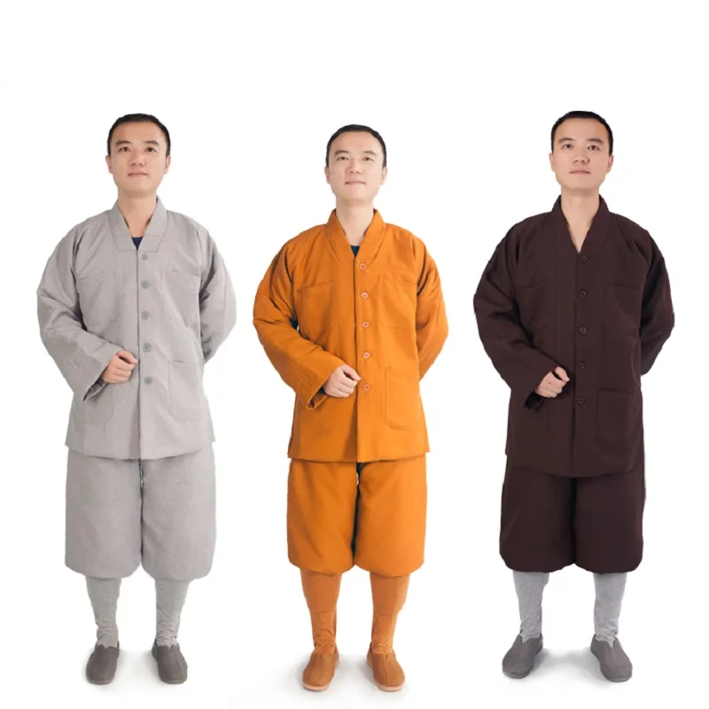 Buddhist Set Shirt Pants Men Women Frock Cotton Thick Clothing Monk Warm Winter