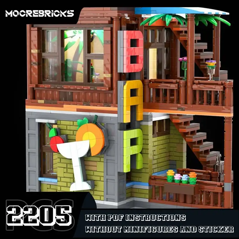 Creatieve Street View Hoek Bar & Band Winkel Bouwstenen Hot Landmark Architectuur Model Bakstenen Expert Collectie Speelgoed Kindercadeau