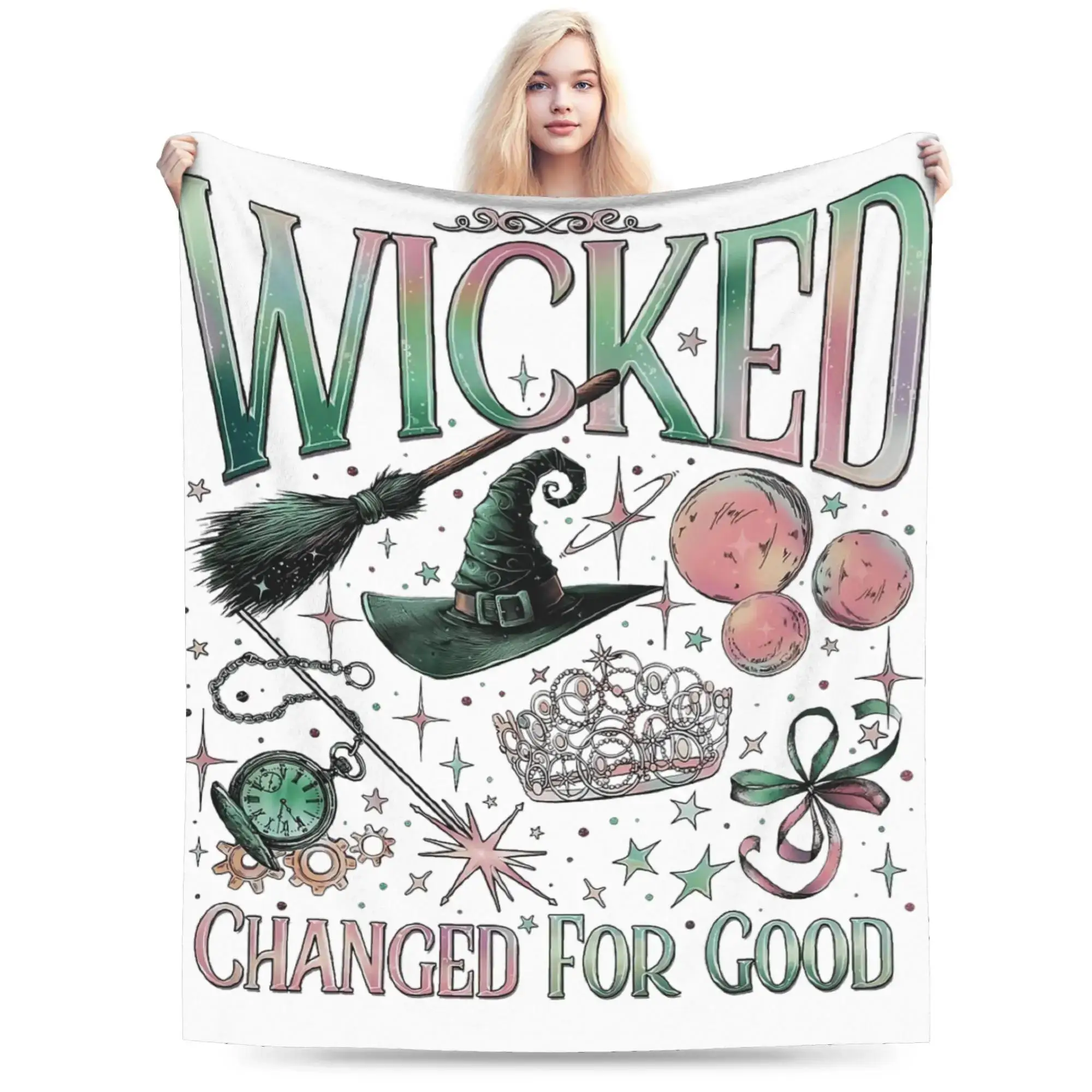 

Фланелевое одеяло в стиле ретро по мотивам фильма «Злая» (Wicked) – супермягкий зимний плед для детей, домашнего декора и модного покрытия для кровати