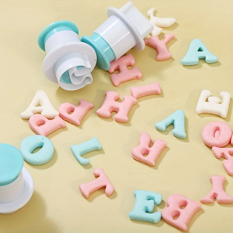 Uppercase and Lowercase Letters, Alphabet Biscuit Printing Cut Die Letter Spring Mold, Fondant Cakes Molds Tool
