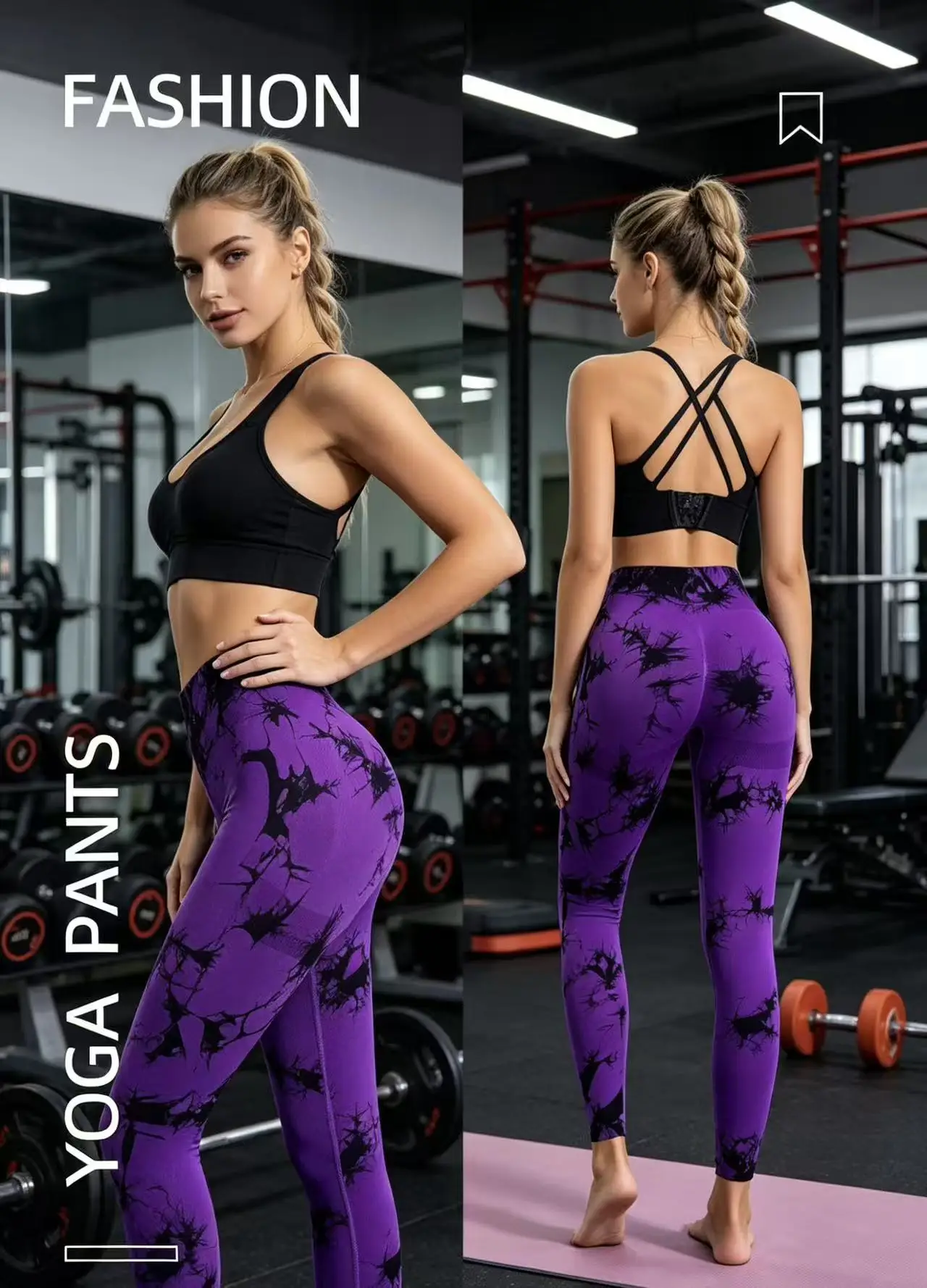 

Women's Seamless Peach Yoga Pants High Waist Tie-Dye Print Hip Lifting Workout Running Sports Leggings