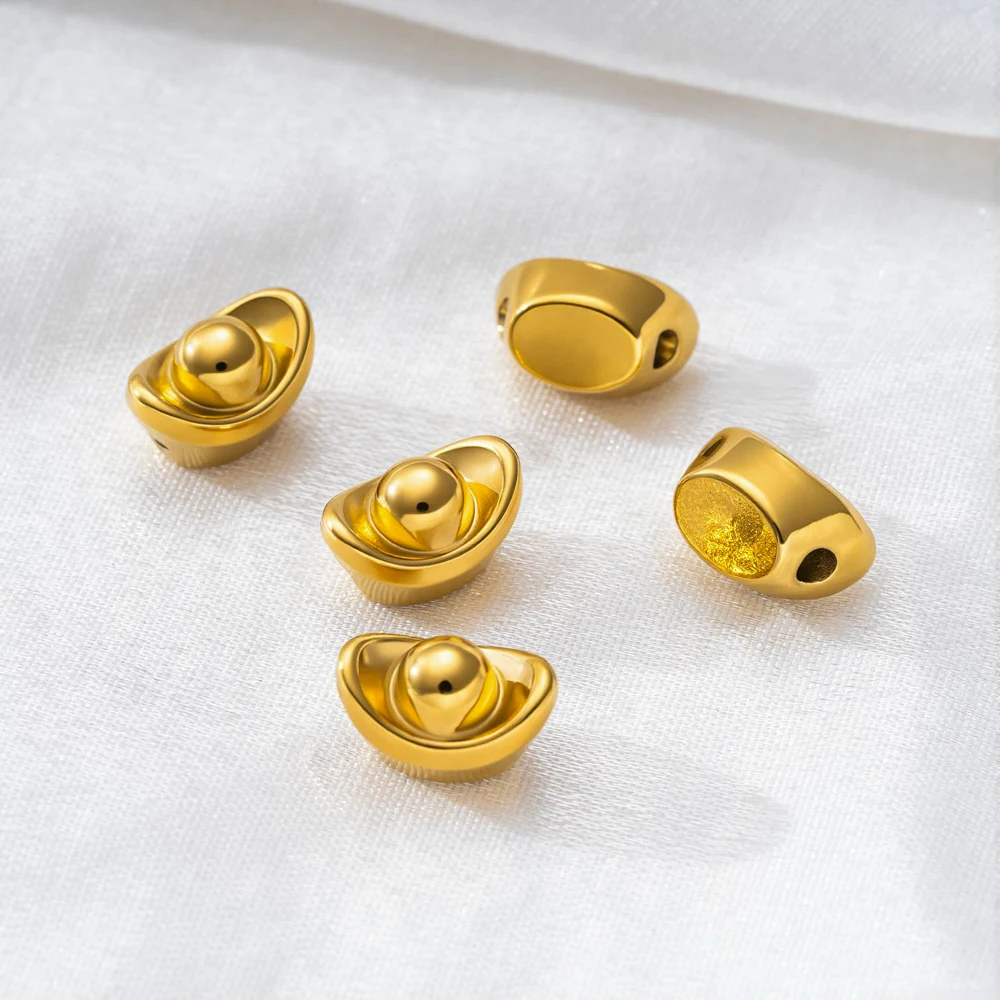 5 Stück Edelstahl-Abstandsperlen für Schmuckherstellung, Goldbarren-Perlen für Armbänder, Halsketten, Ohrringe, Schmuckzubehör – Detail 5