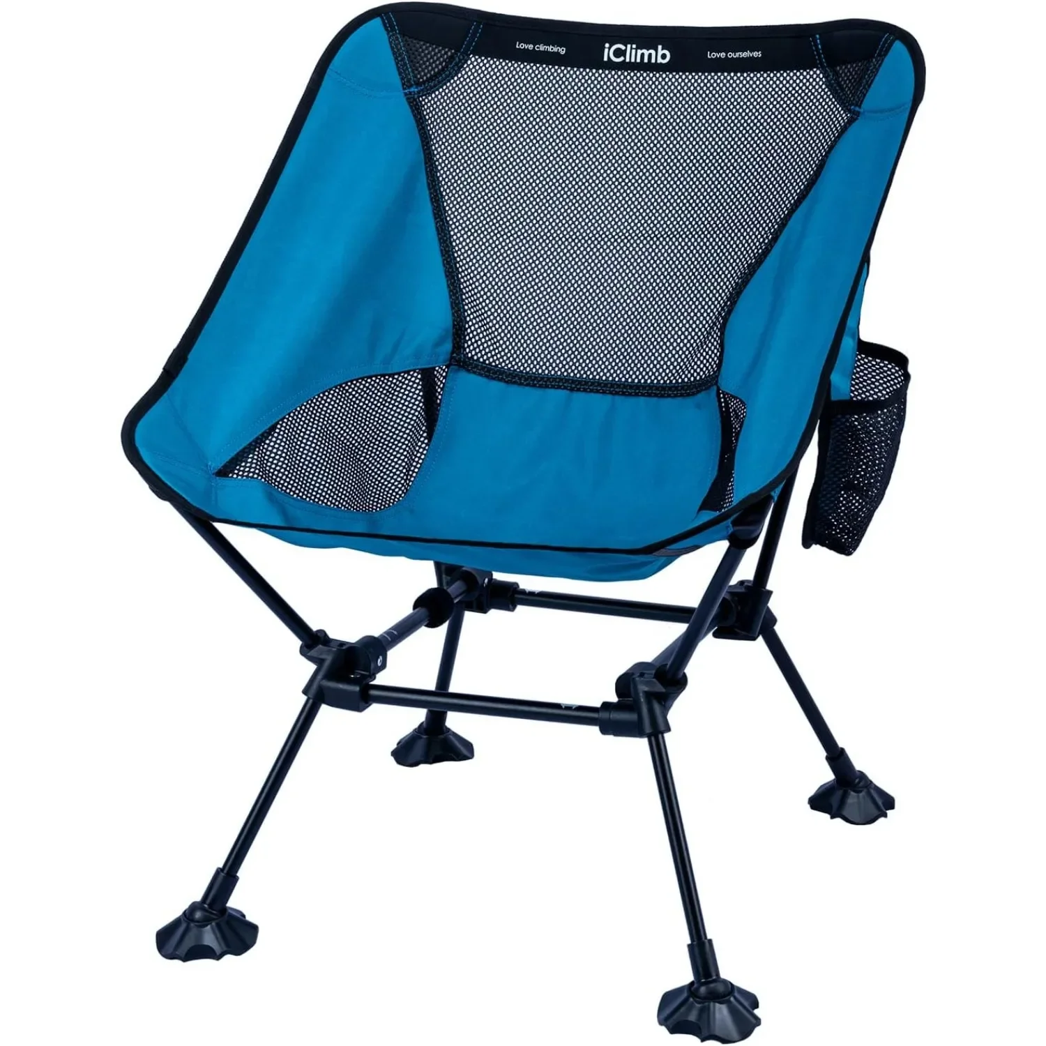 Climb Ultralight Compact Camping Folding Beach Chair with Anti-Sinking Large Feet and Back Support Webbing (Blue - Square Frame)