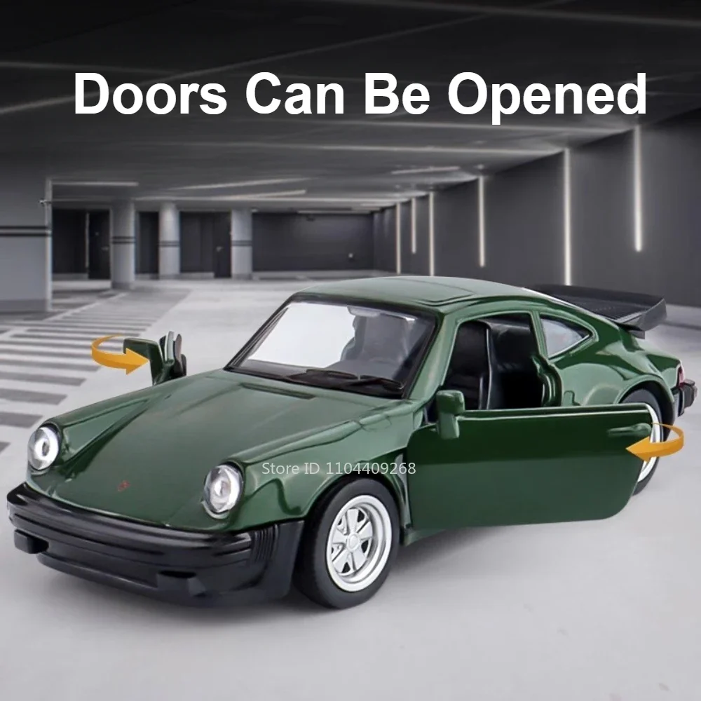 1:36 포르쉐 911 터보 1987 아우디 1980 클래식 자동차 모델 장난감 합금 다이캐스트 레트로 차량 모델 뒤로 미니어처 선물