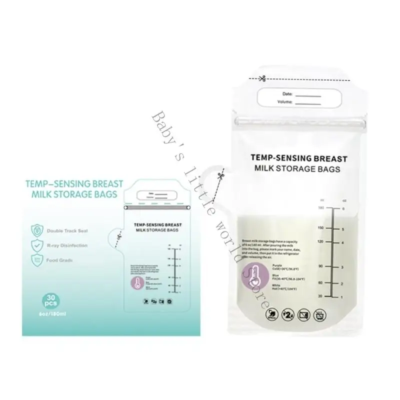 

30 шт. пакеты для хранения грудного молока с двойным уплотнением, датчиком температуры и защитой от разливов для замораживания и