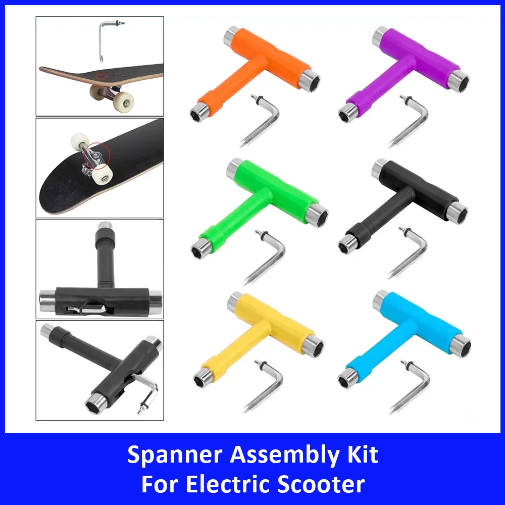 

T Shape Allen Key Multifunction Skateboard Wrench Adjusting Tool for Electric Scooter MTB Bike Accessories Ratchet Socket Tools