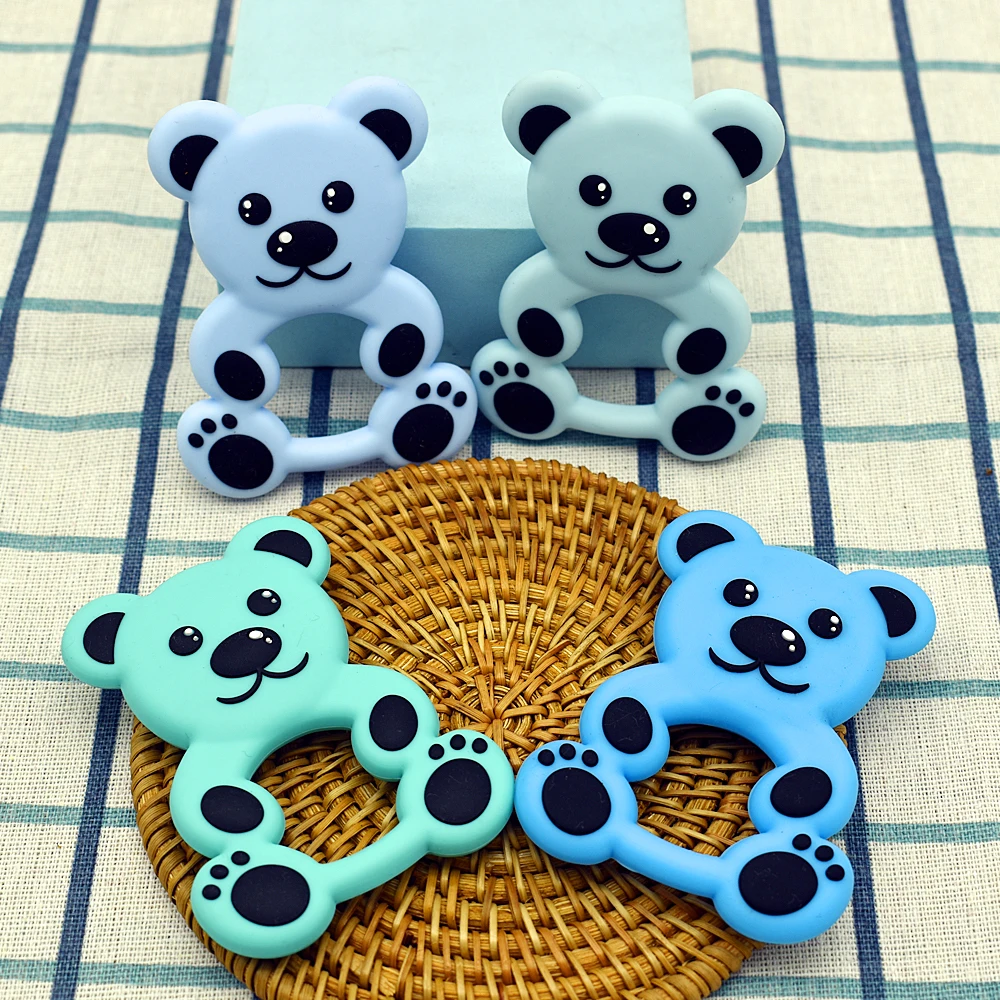 Baby Silicone Teether Toy BPA Free Cartoon Rodent Teddy Bear Teething Toys Necklace Pendant Accessories Infant Chewing Teether