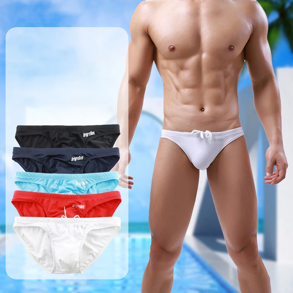 

Breathable Swimsuit Men's Brief Cut Low Waist Bikini Brief Swimming Trunks Bathing Beach Wear Swimming Trunks