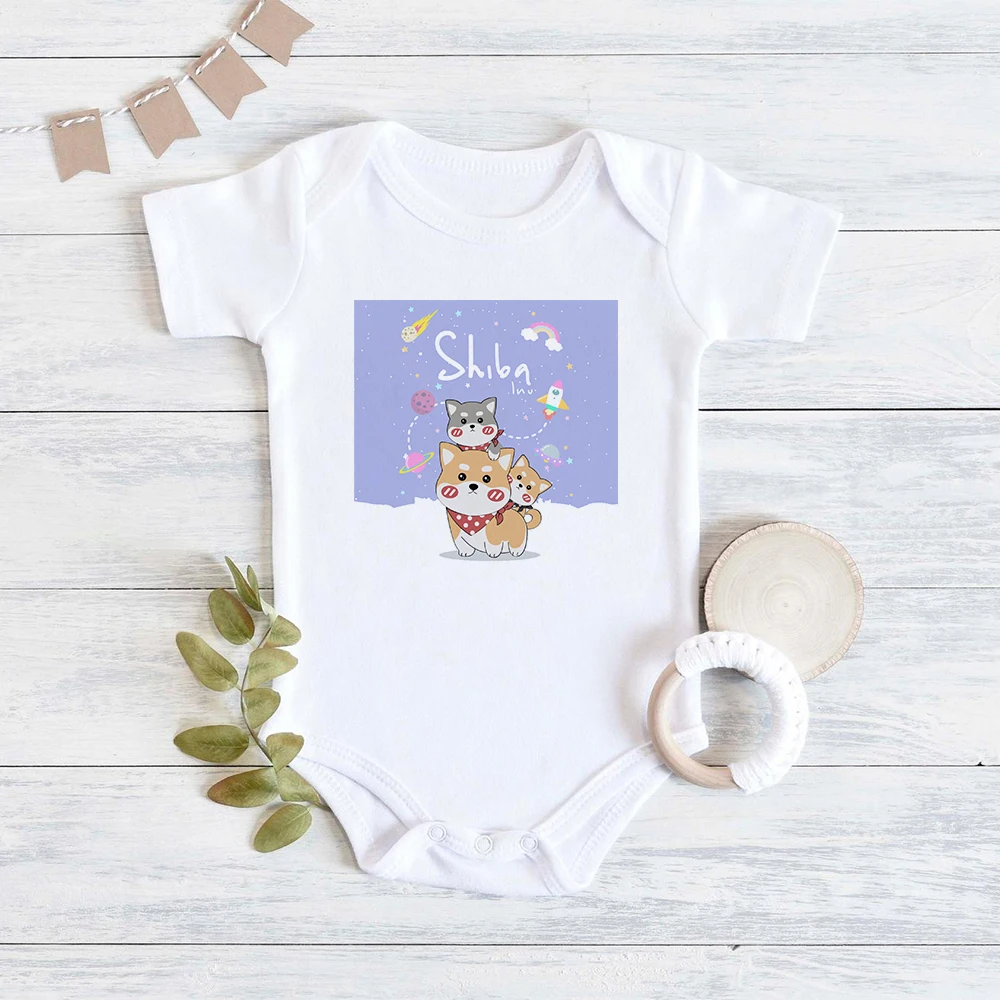 2023 Baby Girl Boy Clothes Bodysuits Cartoon Cute Shiba Dog Infant Onesie Street Casual Toddler Jumpsuit Summer Newborn Romper