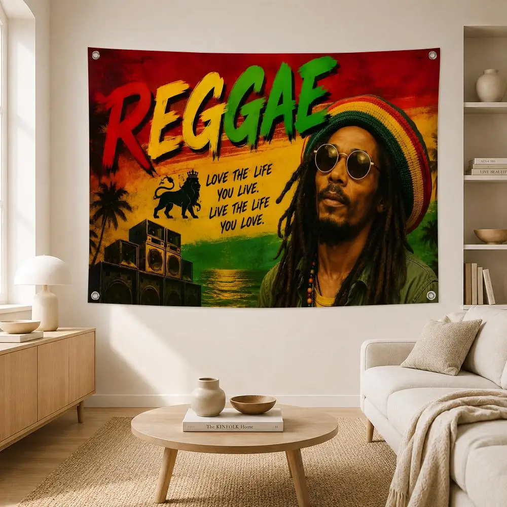 Singer Bob Marley Jamaica Flags Home Yard Garden Wall Hanging Flag Indoor Outdoor Banner Decor for Patio Backdrop Art