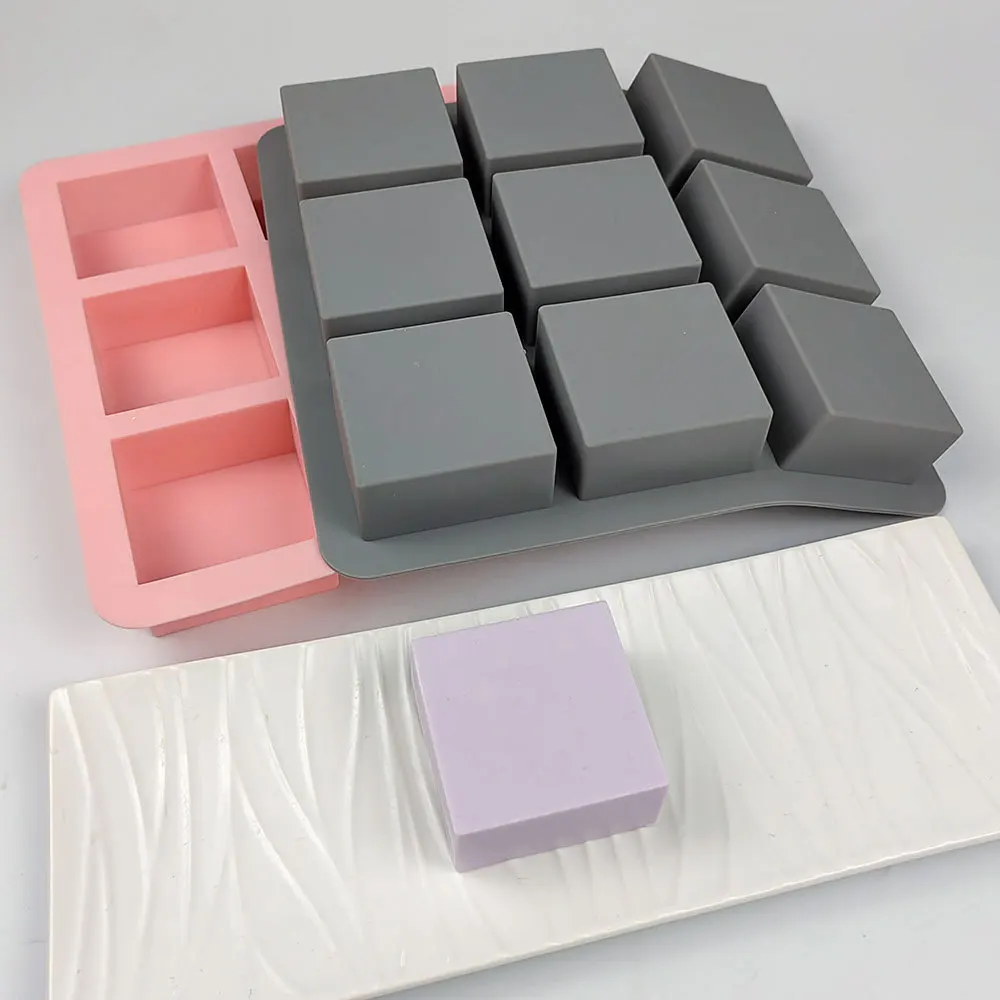 9 Hole Square Silicone Soap Mold DIY Handmade Baking Dessert Chocolate Cake Resin Candle Making Tools Cold Process Soap Mould