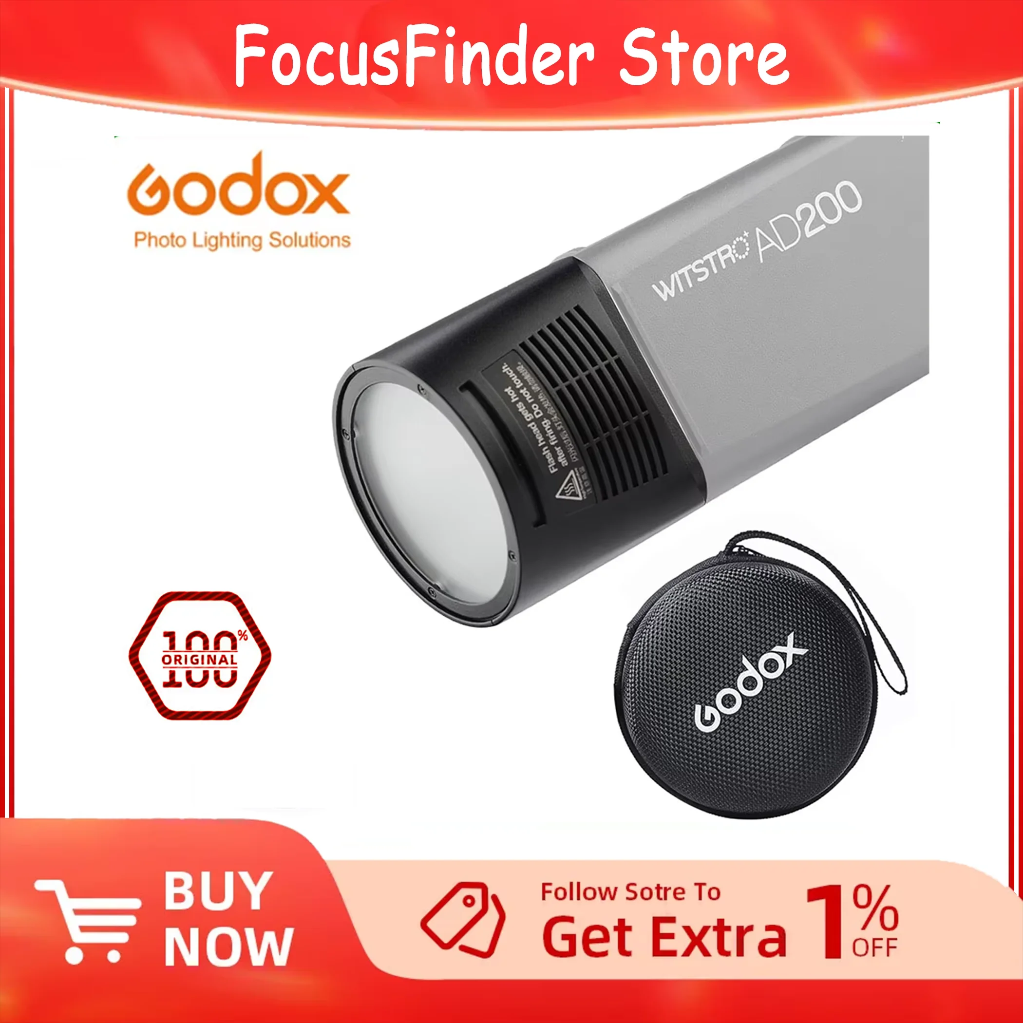 

Godox H200R Separation Flash Head Studio Extension Head Portable with Spiral Tube for Godox AD200 Flash