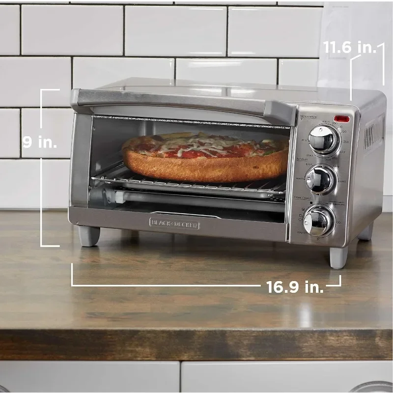 HAOYUNMA horno tostador de 4 rebanadas con convección Natural, acero inoxidable, 4 Funciones de cocina para hornear, asar, tostar y mantener el calor