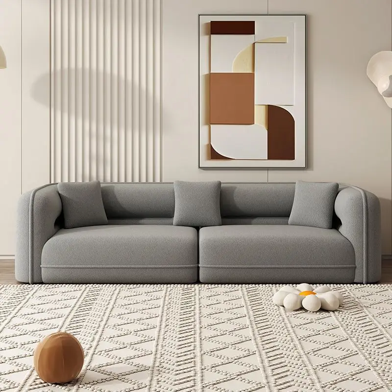 

PYJ Cream-Style Slambswool Modern Simple Living Room Direct-Row Homestay Double Sofa