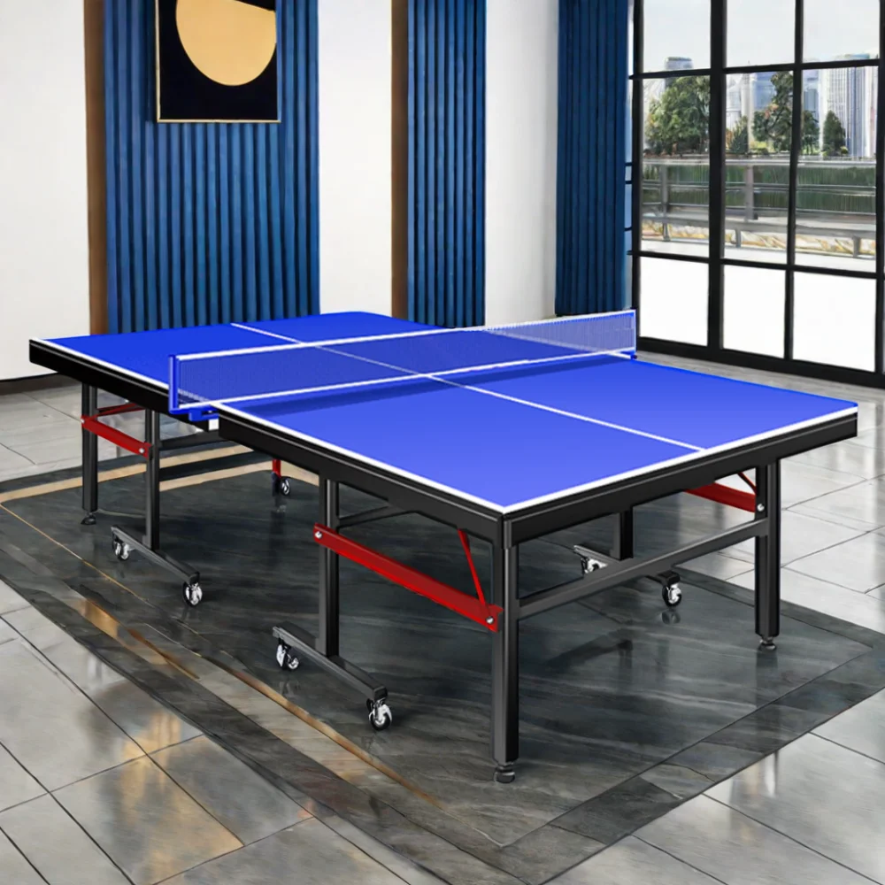 Double Folding 18mm Tennis Table Indoor Movable Standard Size PingPong Table Tennis Tables