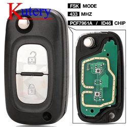 ASK/FSK 2 BTN 433 MHz PCF7961A ID46 Flip Chiave A Distanza Per Renault Clio III Clio 3 Kangoo Master Modus Twingo 2006-2016 7701210033