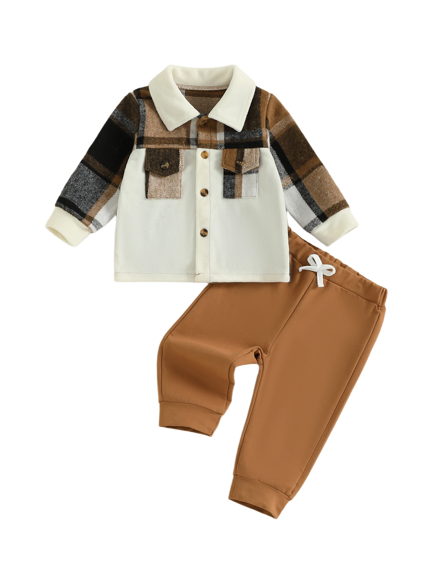

Очаровательный осенний ансамбль для маленьких мальчиков, клетчатая фланелевая рубашка с Т-образными рукавами и эластичными брюками — комплект из 2 предметов для малышей