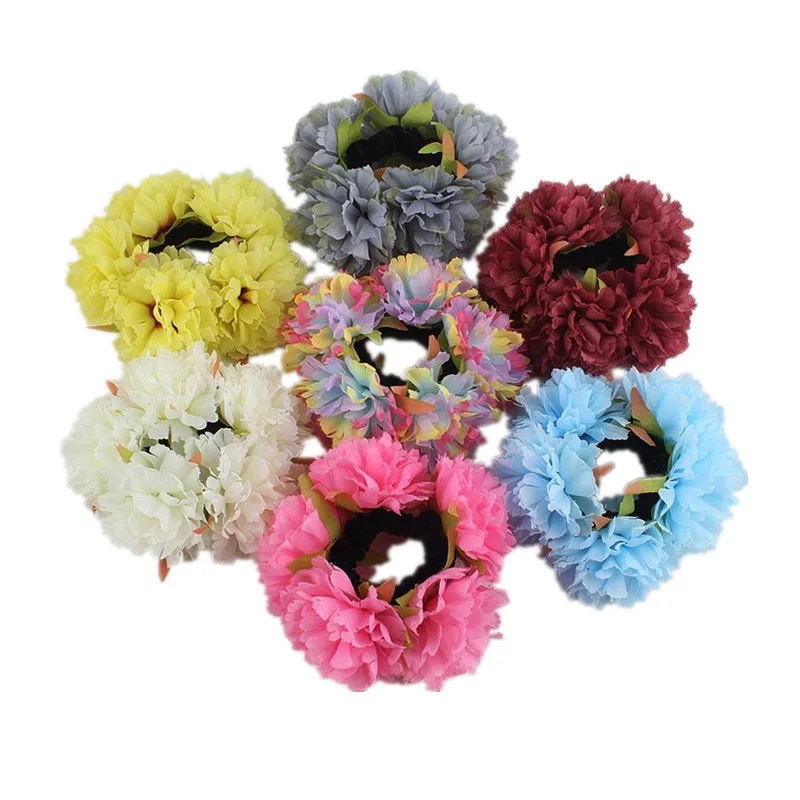 Fashion Women Big Rose Flower Elastics Hair Holders Rubber Bands Girls Cute Crowns Scrunchies Party Wedding Hair Accessories