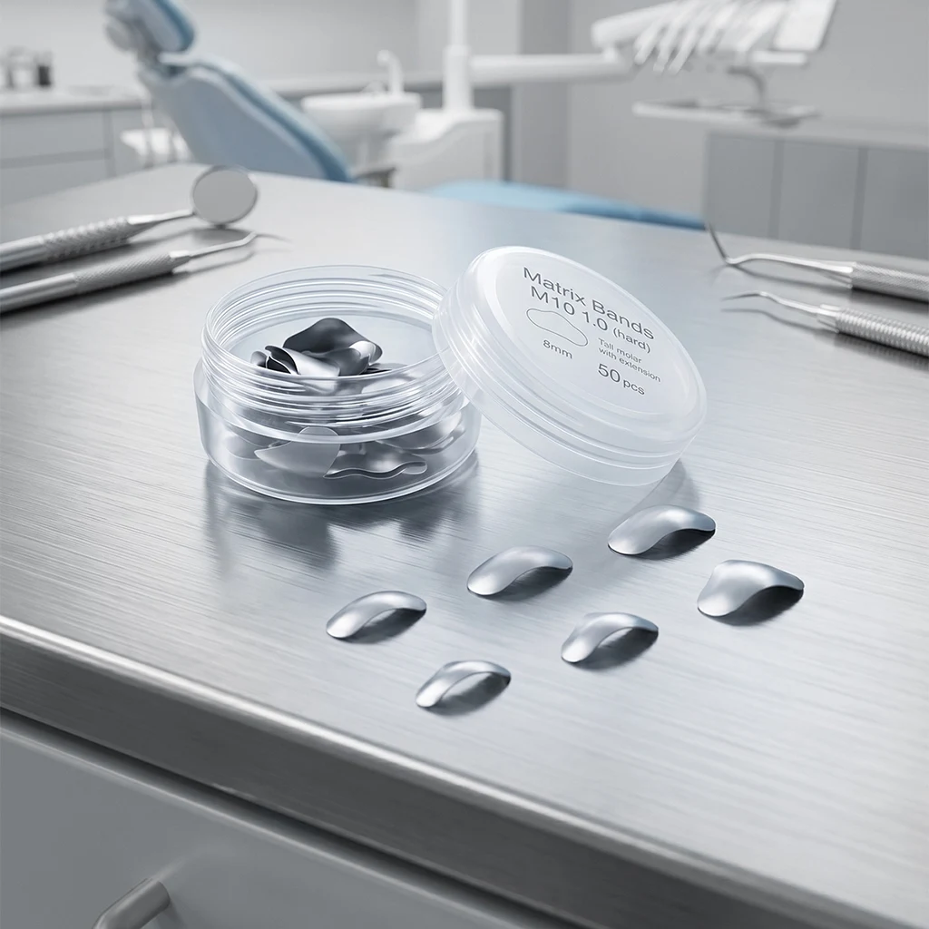 100 Stück/Packung AZDENT Dental Metallmatrizen, Sektionale Matrizenbänder, Konturiert M10, Harte Nachfüllformblätter, Sterilisierbar, für Zahnmedizin – Detail 9