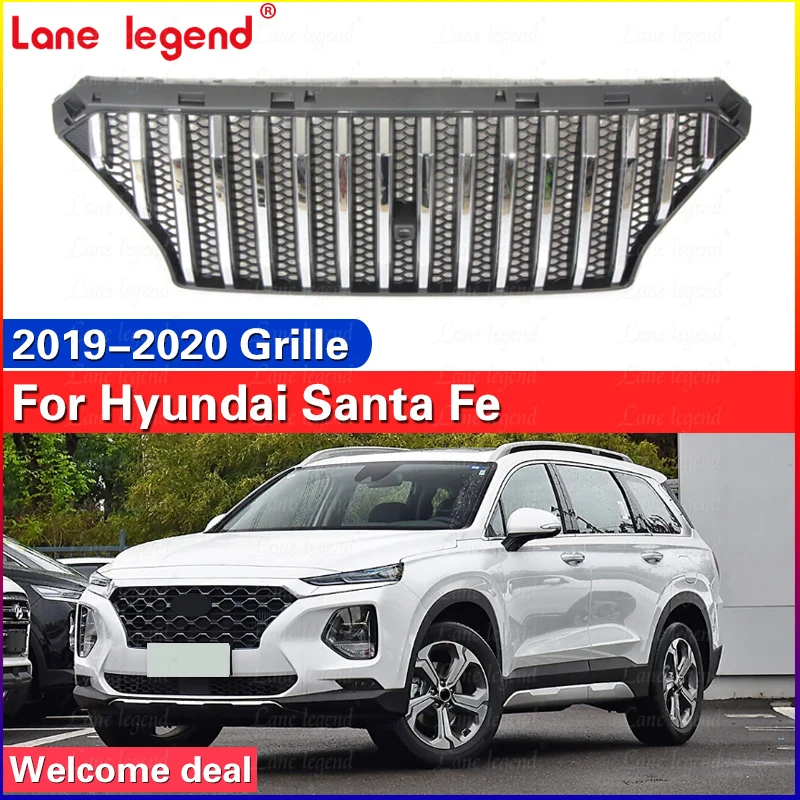 4x4 Suv Auto Parts Front Bumper Grill Honeycomb Chrome Mesh Grille Fit For Hyundai Santa Fe 2019-2020 Medium net