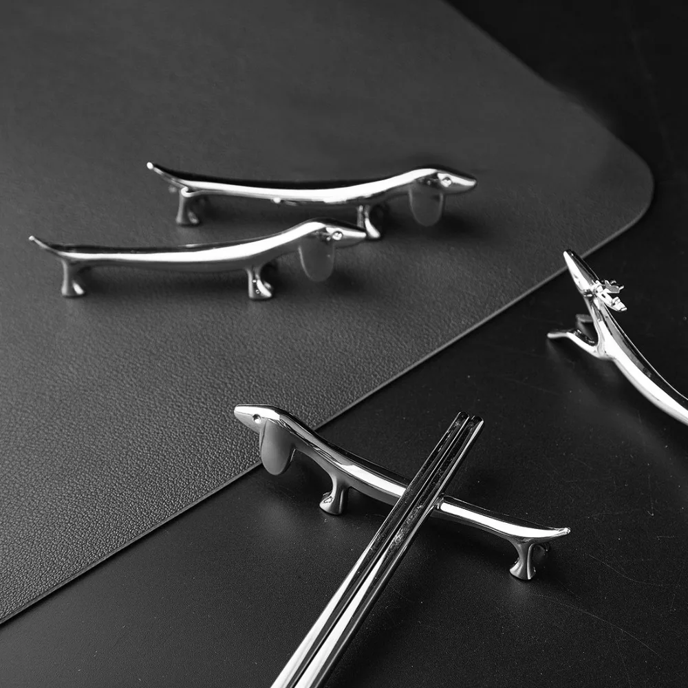 Art Craft Zinc Alloy Cutlery Bracket Holder Silver Fawn /Little Dog Shape Cutlery Storage Cute Tableware Rack Holder