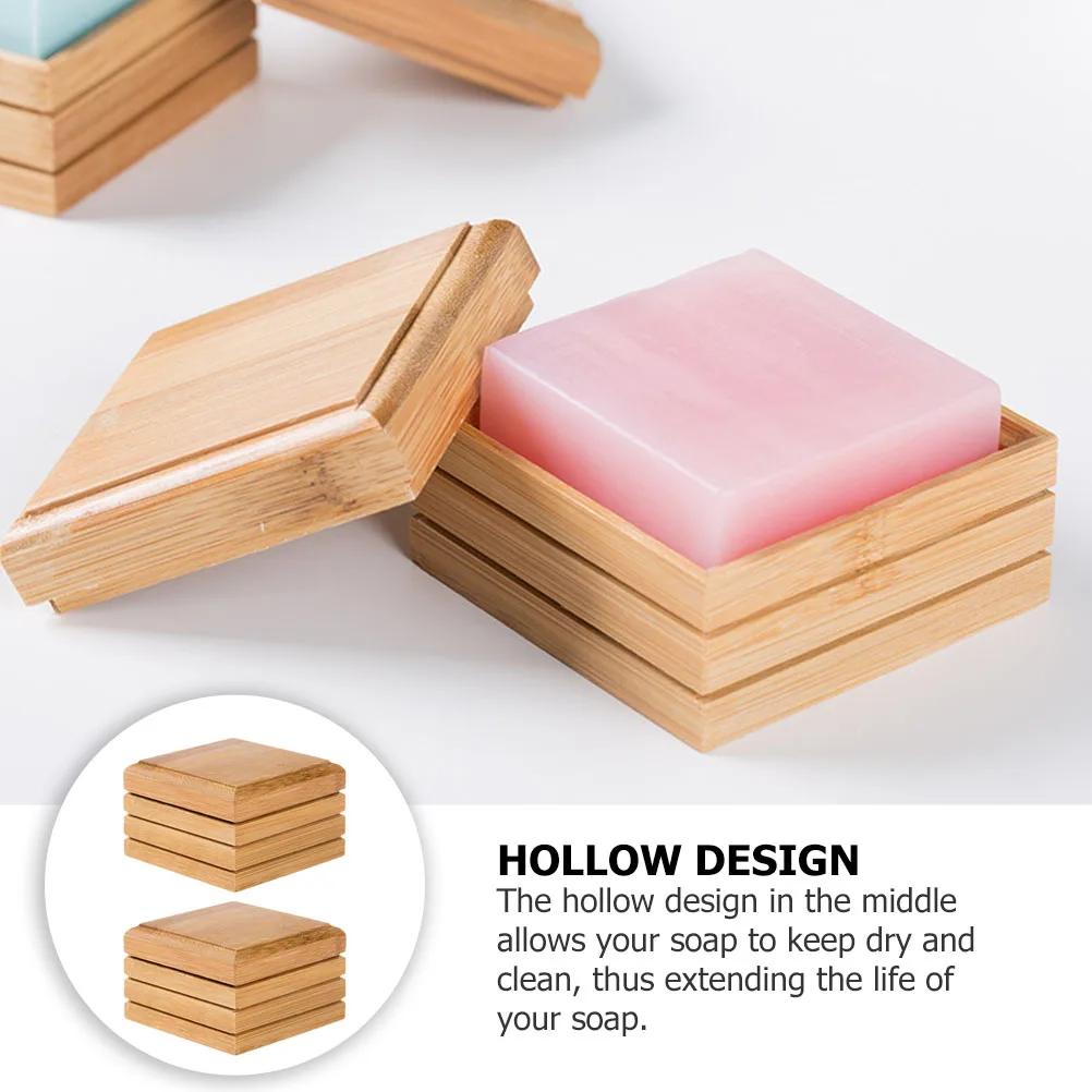 

2pcs Bamboo Soap Box Lightweight Eco-Friendly Drying Storage Holder Tray Container For Bathroom Kitchen Shower Toilet