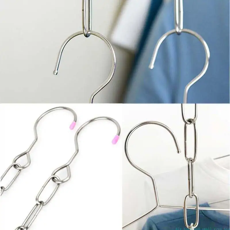 581C Stainless Steel Clothes Market Shop Display Hanging Chain Hooks With Ring Hanger Household