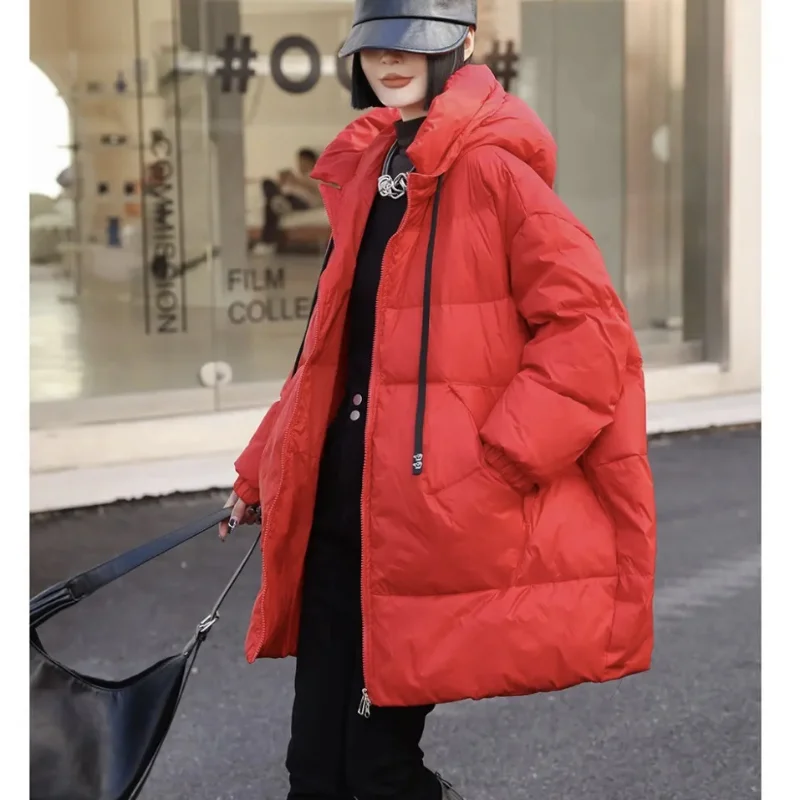 Loose Puffer Coats Hooded Winter Jackets Woman 2024 Thickened Warm Windproof Down Jackets Solid Fashion Casual Padded Coats Down