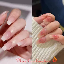 Mix 2 Sets Fake Nails Reusable Stick On Nails Press on Full Cover False Nail Tips with Jelly Stickers Makeup Accessories