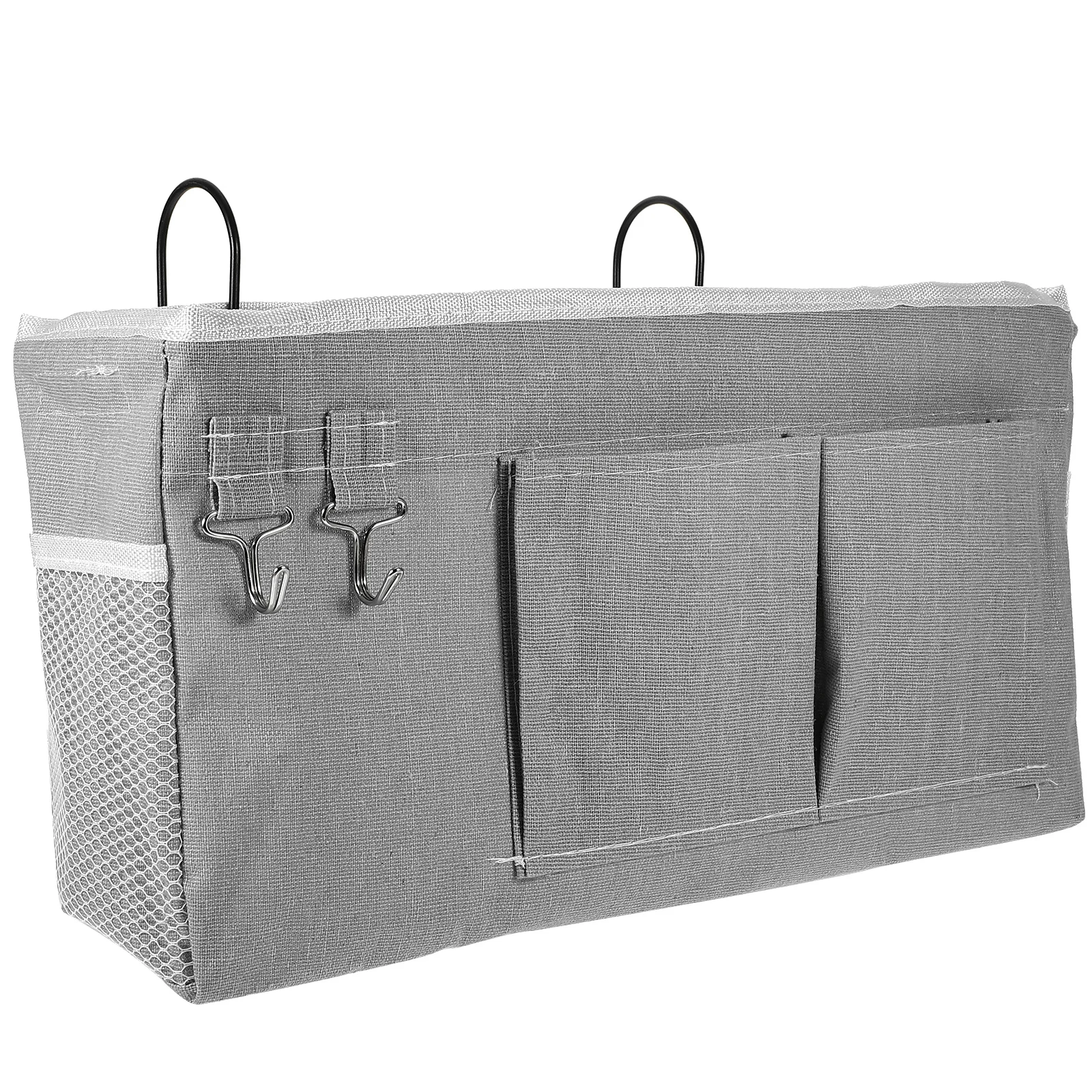 

Bedside Storage Bag Large Capacity Fabric Organizer Grey Color Dormitory Supplies Hanging Bag For Bedside Home Use