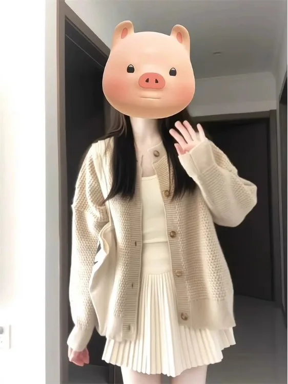 

Весна-Осень 2024, новинка, женский свободный вязаный кардиган, простой свитер для ленивых, пальто, повседневное студенческое пальто, весна-осень