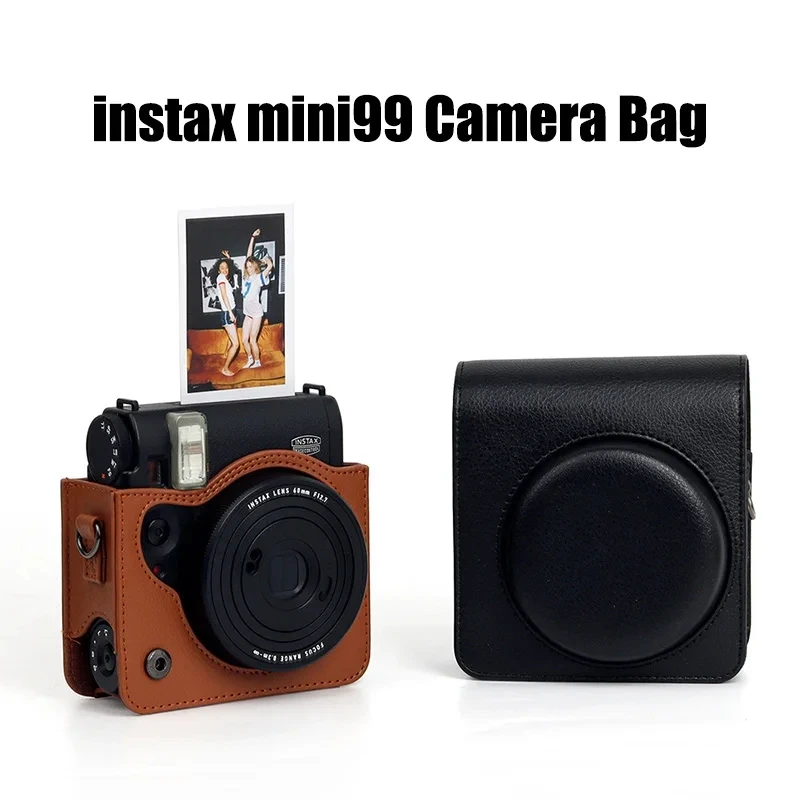 Suitable for Fujifilm Instax Mini 99 Polaroid Leather Retro Camera Bag Protective Cover PU Bag Camera Case Storage Bag