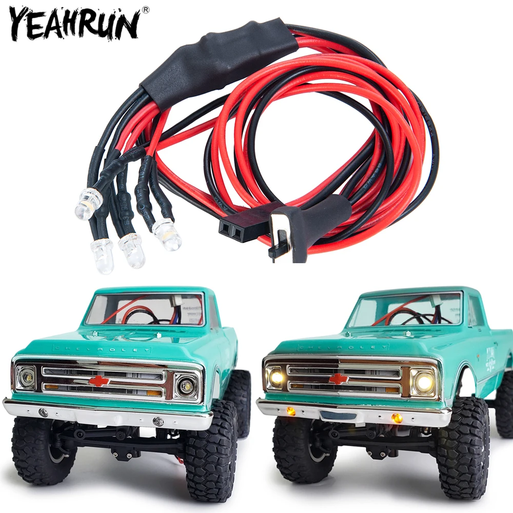 YEAHRUN LED Front Light Headlight Bumper Lamp Set For 1/24 Axial SCX24 Deadbolt C10 JLU Gladiator Bronco RC Crawler Car Parts