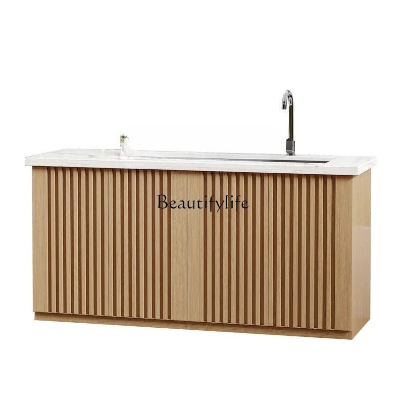 

outdoor aluminum alloy basin rock slab integrated waterproof and sunscreen sink locker