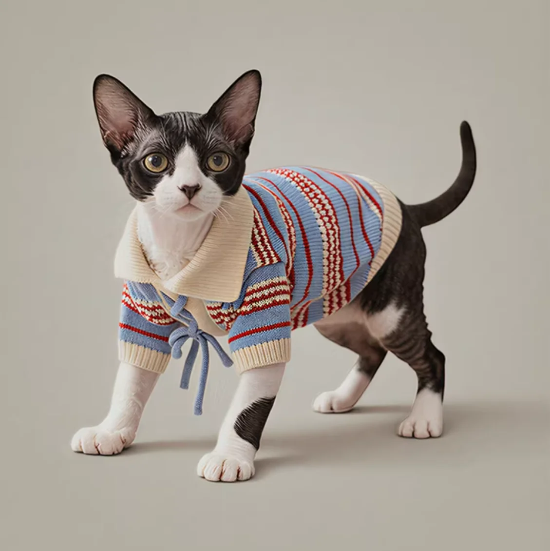 American Striped Pet Sweater - Anti-shedding Winter Wear for Cats & Dogs