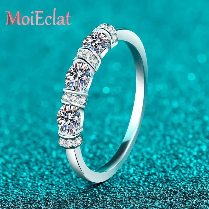 Para mujeres, platino brillante Pt950, único en forma de huevo, todos los anillos de moissanita de 0,98 quilates, amuleto irresistible, regalos de belleza para lanzar el abuelo