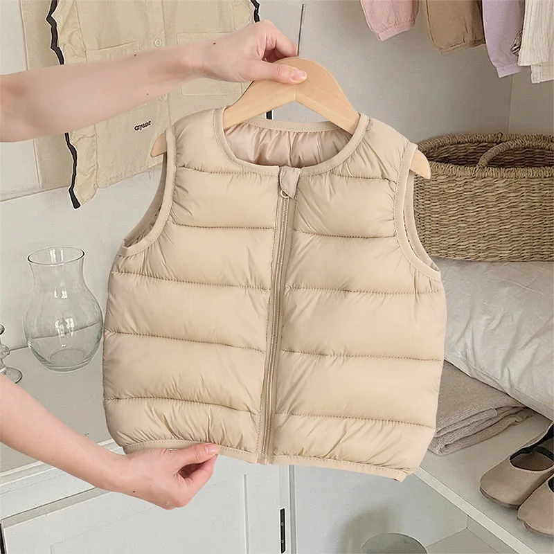 Boys Winter Cotton Vest Layering Girls Children Warm Windproof Vest Soft Lightweight Casual Wear Baby School Sports Jacket Kids
