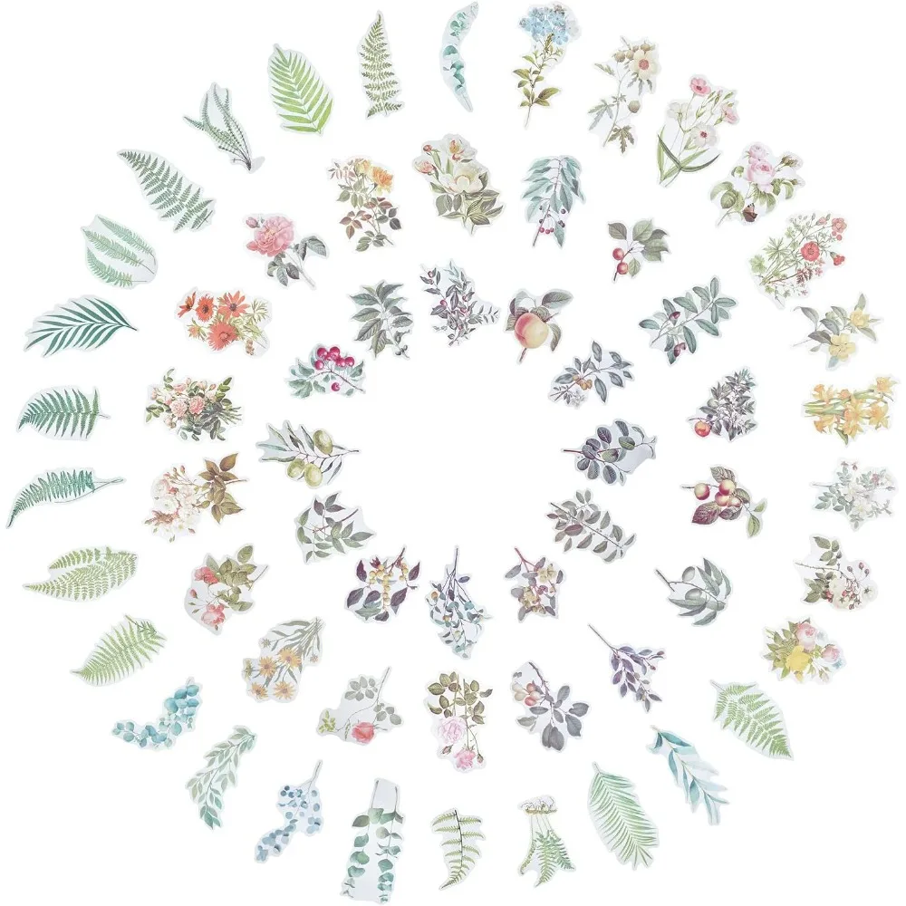 

240 шт., наклейки с природой, стильные наклейки с тропическими растениями, легкие самоклеящиеся наклейки, набор прозрачных декоративных наклеек