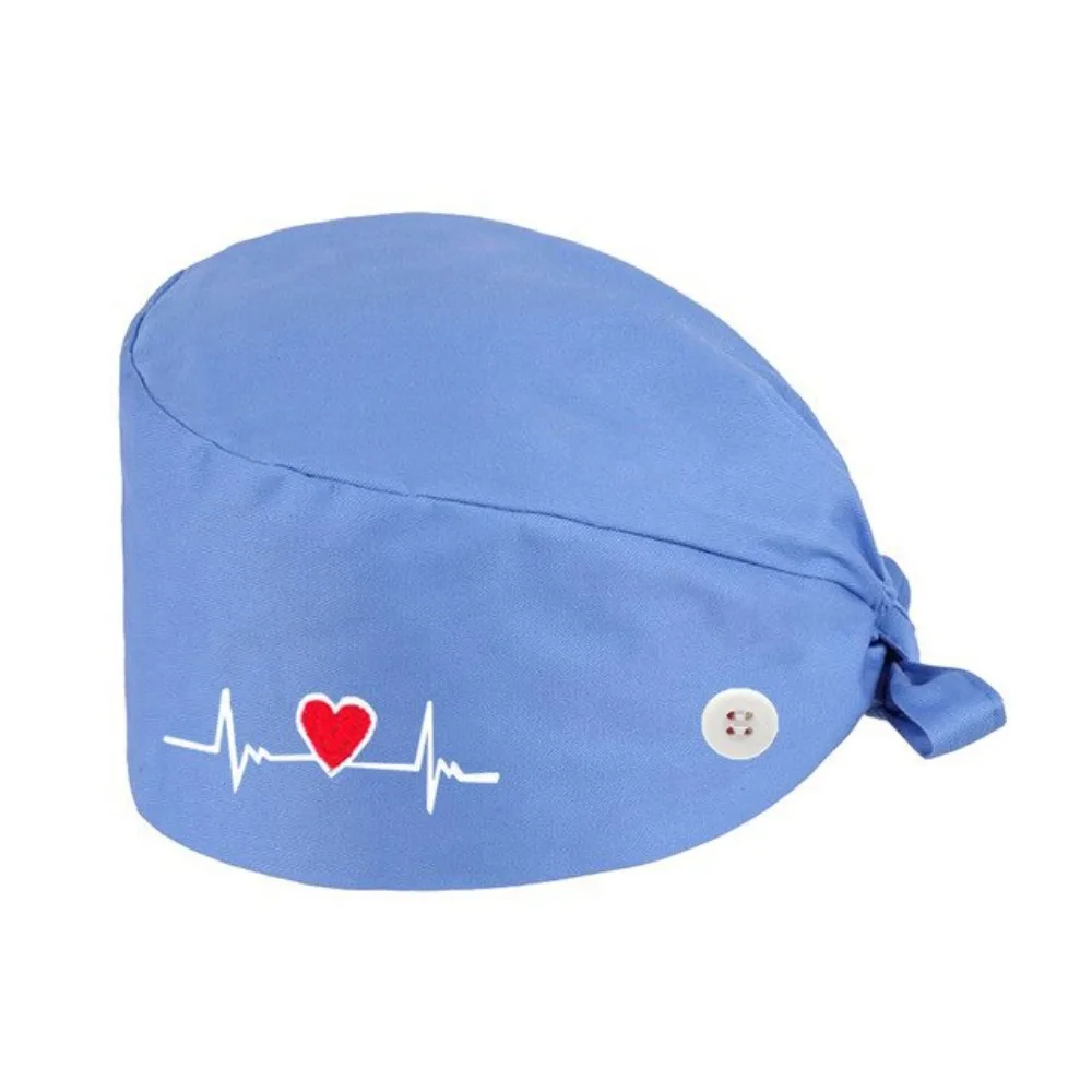 New Cotton Operating Room Hat Embroidered Dustproof Beauty Work Hats Solid Color Printed Doctor Work Hats